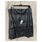 ST. JOHN BLACK KNIT SKIRT, ALL-OVER METALLIC STUD