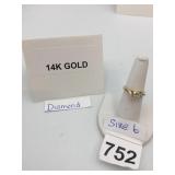 14K GOLD DIAMOND RING, ROUND BRILLIANT CENTER,