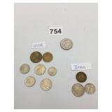 ASSORTED WORLD COINS, USSR KOPEKS, IRANIAN COINS,