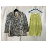 CHICOS METALLIC BROCADE BLAZER W/ YELLOW CAMISOLE