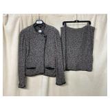 ST. JOHN KNIT SUIT, JACKET AND SKIRT, MULTICOLOR
