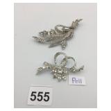 PELL RHINESTONE BROOCHES, RIBBON AND FLORAL