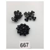 METAL BROOCHES, BLACK CRYSTAL FLORAL SPRAY, BLACK