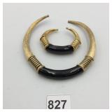 METAL-TONE COLLAR NECKLACE AND MATCHING CUFF