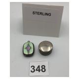 STERLING ENAMEL PENDANT, FLORAL MOTIF, ROUND