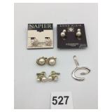 NAPIER CUBIC ZIRCONIA EARRINGS, ANNE KLEIN FAUX