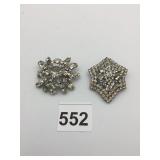 METAL-TONE BROOCHES, CLEAR RHINESTONES, STAR AND