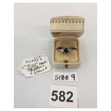 PLATINUM, DIAMOND AND SAPPHIRE  RING SZ 9  4.08G