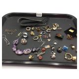 ASSORTED COSTUME JEWELRY, AMETHYST BEAD NECKLACE,