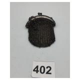 VTG METAL MESH COIN PURSE, ORNATE ETCHED FRAME,