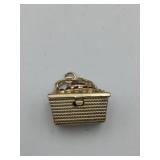 VINTAGE BASKET CHARM, GOLD-TONE METAL, PINK