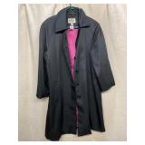 TALBOTS, BLACK TRENCH COAT, BUTTON FRONT, PINK