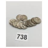 US WASHINGTON QUARTERS, SILVER, ASSORTED DATES,