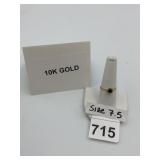 10K GOLD SOLITAIRE RING, DARK GREEN STONE, PRONG