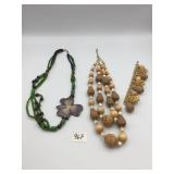 COSTUME JEWELRY, BEADED NECKLACES W/ FLORAL