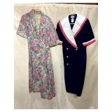 LESLIE FAY COLLECTIONS NAVY SAILOR-STYLE DRESS W/
