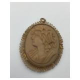 METAL FILIGREE CAMEO PENDANT, CLASSICAL PROFILE