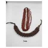 COSTUME JEWELRY, WOOD BEAD COLLAR NECKLACE,