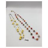 BEADED NECKLACES, MULTICOLORED GLASS BEADS,