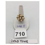 GOLD-TONE METAL RING, CLUSTER DESIGN, FAUX