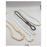 ASSORTED VTG BEADED NECKLACES, INCLUDES FAUX
