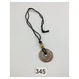 STONE PENDANT NECKLACE, ROUND PI-STYLE STONE,