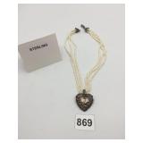 STERLING HEART WITH SEED PERAL NECKLACE