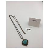 STERLING SILVER TURQUOISE PENDANT NECKLACE,