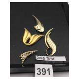 GOLD-TONE METAL BROOCHES, ASSORTED ABSTRACT AND