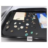 RELIGIOUS JEWELRY ASSORTMENT, ROSARY W/ BLACK