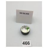 925 SILVER PILL BOX, ENAMELED VIOLET MOTIF LID,
