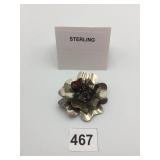 STERLING SILVER FLOWER BROOCH, MULTICOLORED