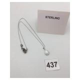 STERLING SILVER PENDANT NECKLACE, TEARDROP OPAL,
