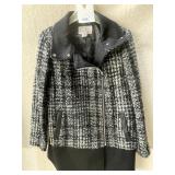 BAR III TWEED MOTO JACKET, BLACK AND WHITE,