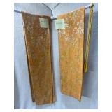 VTG DAMASK DRAPERY PANELS, GOLD AND YELLOW FLORAL