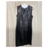 CARLISLE BLACK LEATHER SLEEVELESS DRESS, BACK ZIP