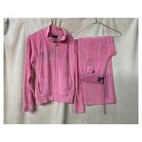 BCBGMAXAZRIA PINK VELOUR TRACKSUIT, ZIP FRONT