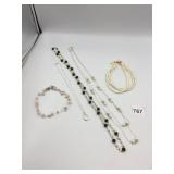METAL-TONE NECKLACES AND BRACELETS, FAUX PEARL