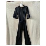 BLVD U.S.A. JUMPSUIT, BLACK, ROUND NECK, BELL