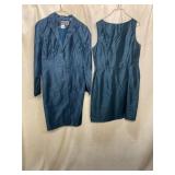 AMANDA SMITH TWO-PIECE SUIT, TEAL, LINEN-RAYON