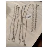 ALL STERLING, 2 BRACELETS, 6 ANKLETS THAT ARE