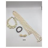 COSTUME JEWELRY, FAUX PEARL MULTI-STRAND