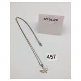 STERLING SILVER DOVE PENDANT NECKLACE, BOX CHAIN,