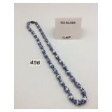 BLUE AND WHITE PORCELAIN BEAD NECKLACE, FLORAL