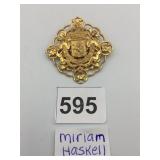 MIRIAM HASKELL GOLD-TONE BROOCH, HERALDIC LION