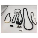 BLACK BEADED JEWELRY GROUPING, INCLUDES