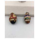 METAL EGG PENDANTS, ENAMEL AND RHINESTONE