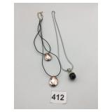 METAL NECKLACES, TWO-TONE PENDANTS, BLACK BEAD