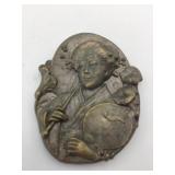 METAL-TONE BROOCH, ART NOUVEAU STYLE, FIGURAL