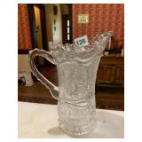 VTG PRESSED GLASS PITCHER, DRAGON MOTIF,